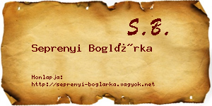 Seprenyi Boglárka névjegykártya